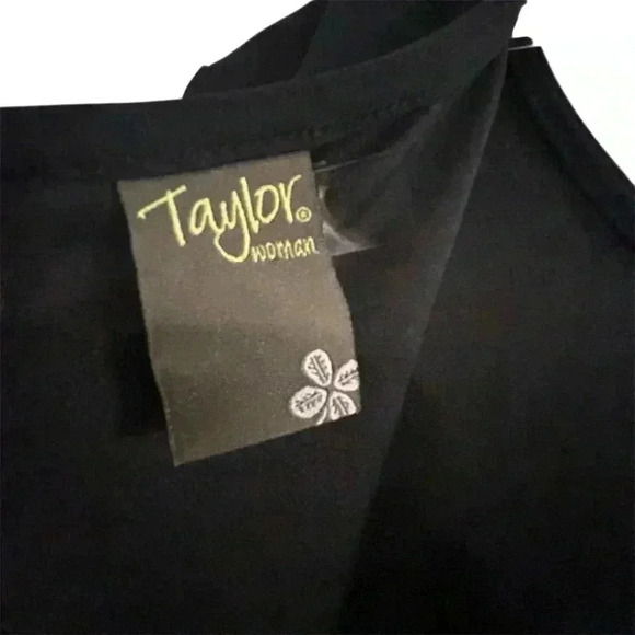 Taylor Women's Plus Size 16W Black Shift Dress Ruffle Sleeves Casual - Picture 5 of 11
